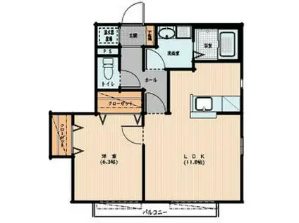 ウィンコーポラス B(1LDK/1階)の間取り写真