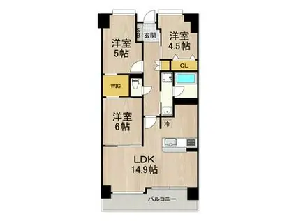 フロンティアタワー難波イースト(3LDK/11階)の間取り写真