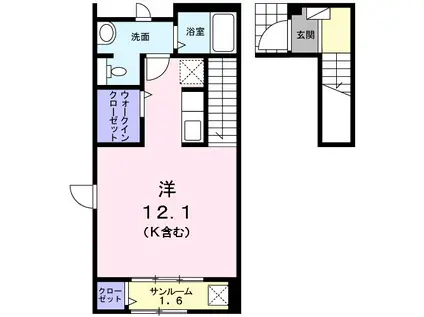 サン ハイム(ワンルーム/2階)の間取り写真