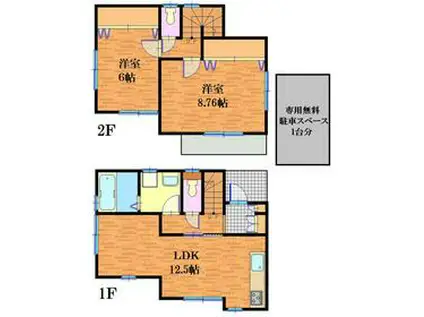 京王電鉄相模原線 稲城駅 徒歩9分 2階建 築11年(2LDK)の間取り写真