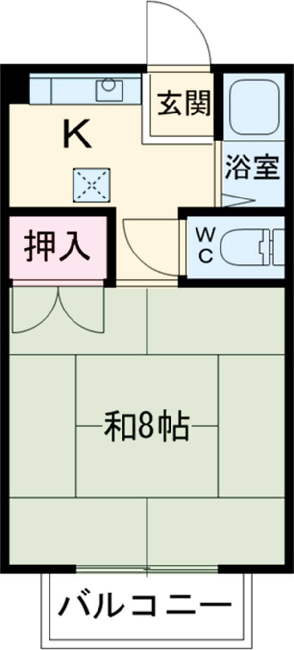 ハイツKTYⅡ(1K/2階)の間取り写真