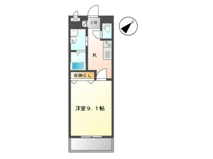 グランディール(1K/2階)の間取り写真