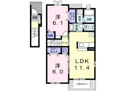 ライグッドⅣ(2LDK/2階)の間取り写真