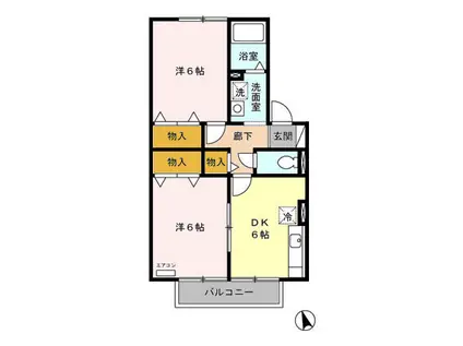 エピナールD(2DK/1階)の間取り写真