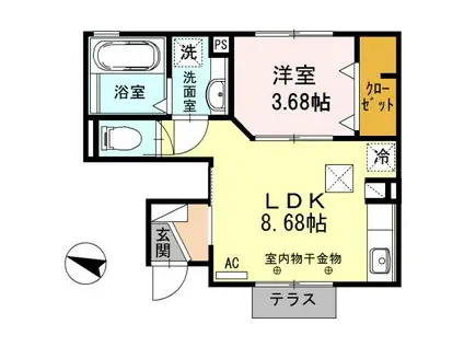ラシードⅡ(1LDK/1階)の間取り写真