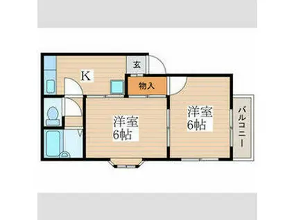 ニュー緑ヶ丘ハイツ(2K/2階)の間取り写真