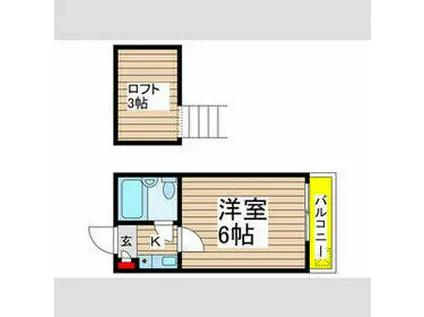 B´CASA津田沼ⅠRE-BORN(1K/2階)の間取り写真