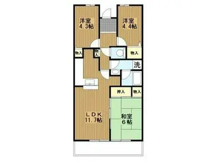 ヒルズ南戸塚3号棟(3LDK/7階)の間取り写真