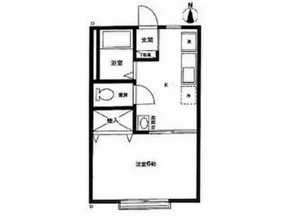 メゾン小原II(1K/2階)の間取り写真