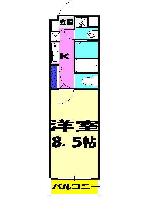 KANENARI和光前原(1K/4階)の間取り写真