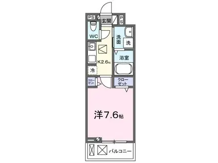 ヒカルサ甲府国母 ウエスト(1K/1階)の間取り写真