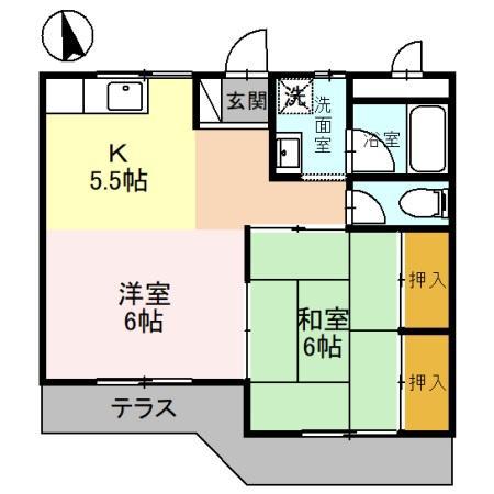 エクメーネ西沢(2K/1階)の間取り写真