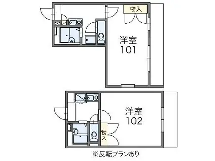 レオパレスひまわり(1K/1階)の間取り写真