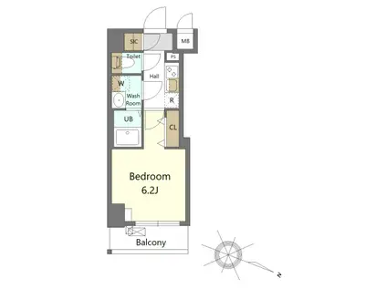 S-RESIDENCE横濱吉野町BURGEON(1K/4階)の間取り写真