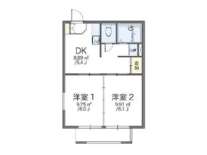レオパレス大巻A(2DK/2階)の間取り写真