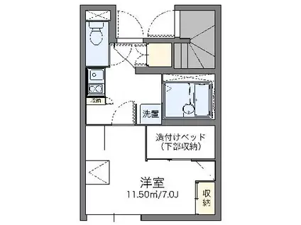 レオパレスエスポワール(1K/1階)の間取り写真
