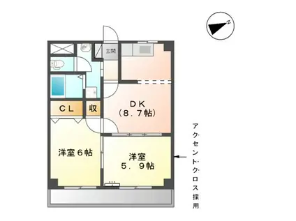 サンシャインバレー(2DK/1階)の間取り写真