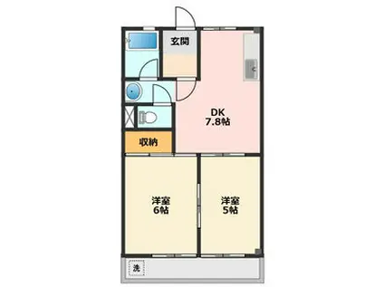 アメニティパークB(2DK/2階)の間取り写真