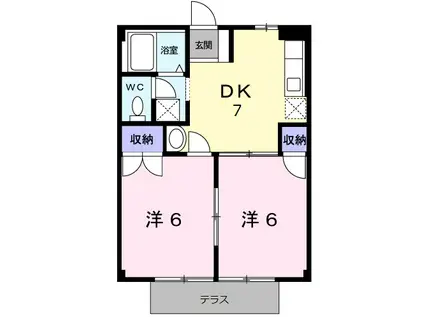 ニューシティ城南(2DK/1階)の間取り写真