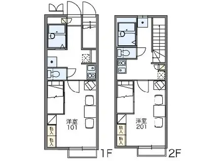 レオパレスアトリオ(1K/2階)の間取り写真