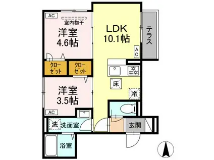 荒川6丁目PJ(2LDK/1階)の間取り写真