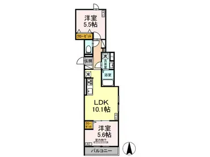 荒川6丁目PJ(2LDK/3階)の間取り写真