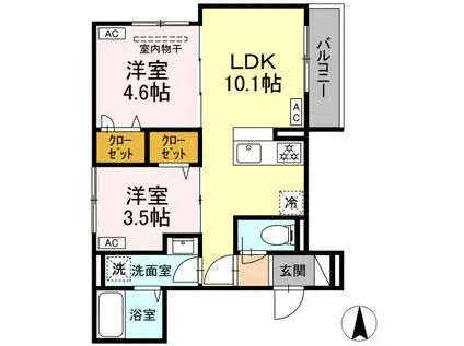 荒川6丁目PJ(2LDK/3階)の間取り写真