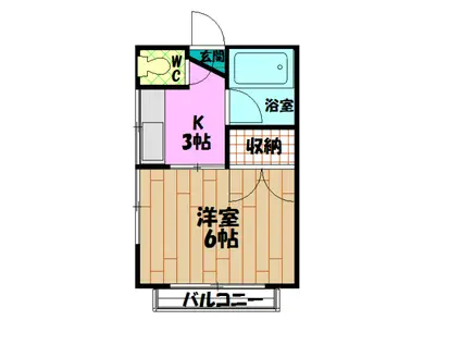 サンライズ鶴川(1K/2階)の間取り写真