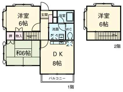 カペナウムハイツ成瀬(2DK/1階)の間取り写真