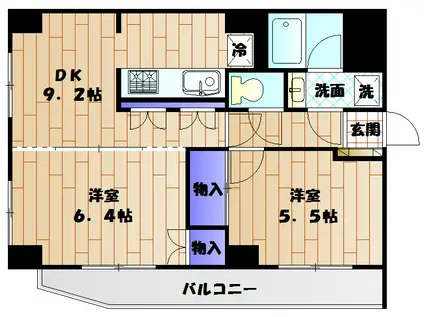 オークウッドⅡ(2DK/2階)の間取り写真