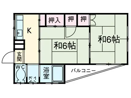 ニューグリーンコーポ(2K/2階)の間取り写真
