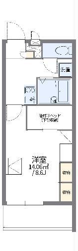 レオパレスシーバー(1K/1階)の間取り写真