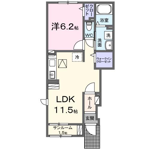 アイランドヒルズ右籾 Ⅲ(1LDK/1階)の間取り写真