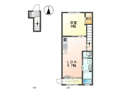 カルテット元今泉Ⅱ(1LDK/2階)の間取り写真
