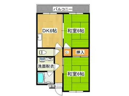 大産板付マンション(2DK/4階)の間取り写真
