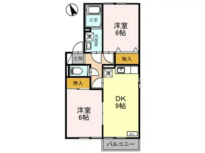 アットイーズ1(2DK/2階)の間取り写真