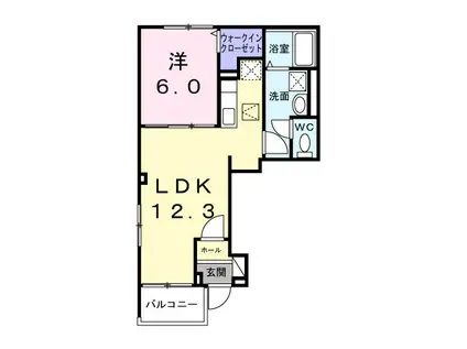 カーサバレンシア多米西町(1LDK/1階)の間取り写真
