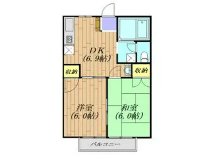 ツカサハイツⅡ(2DK/2階)の間取り写真