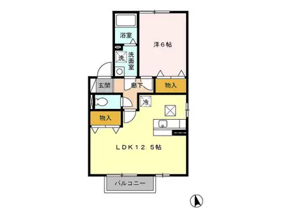 メイプルリーフC(1LDK/1階)の間取り写真