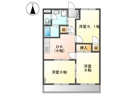 エクセリーヌK-Ⅱ(3DK/2階)の間取り写真