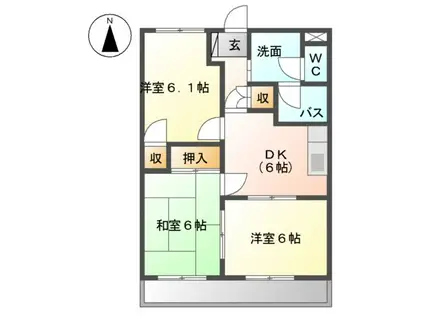 エクセリーヌK-Ⅱ(3DK/3階)の間取り写真