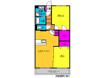 グランストーク下平川(2LDK/1階)の間取り写真