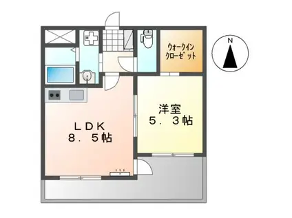 メルヴェユーイーグル(1LDK/1階)の間取り写真