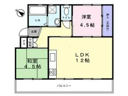 レインボーハウスさわら(2LDK/1階)の間取り写真