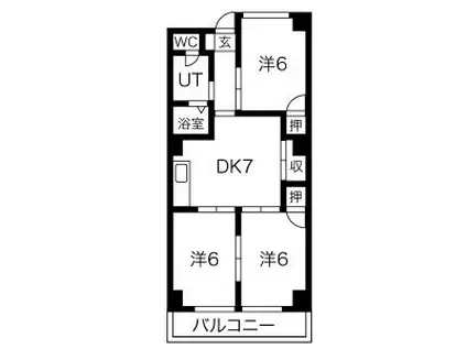GKT7591年間家賃10000円ダウン&&初回保証料&保険(3DK/1階)の間取り写真