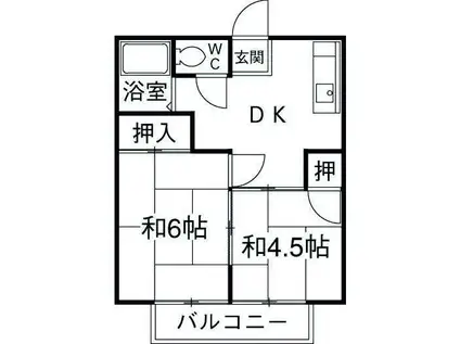 若喜ハイツ(2DK/2階)の間取り写真