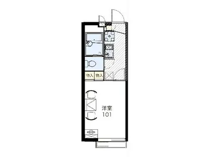 レオパレス猫座(1K/1階)の間取り写真