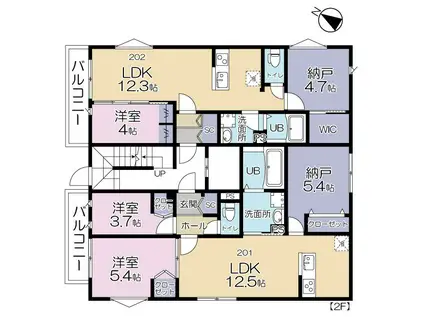 EST FELICITA 押上(2SLDK/2階)の間取り写真