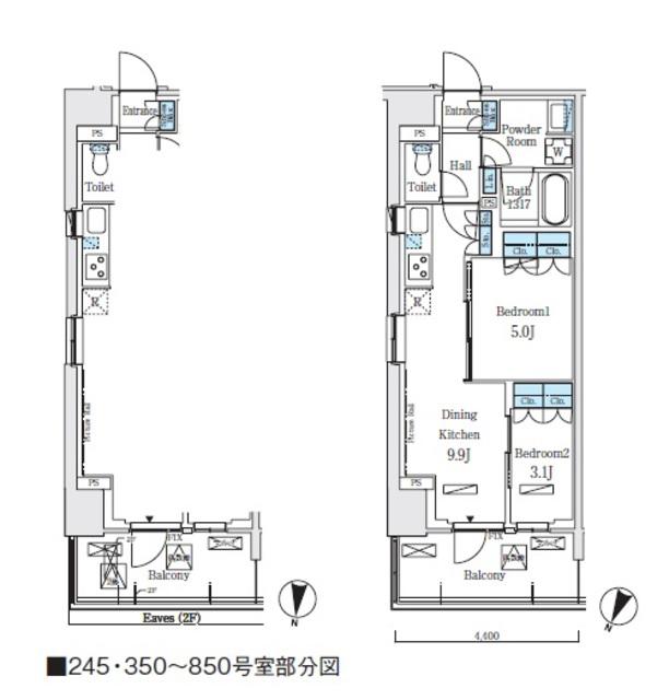 ロイヤルパークス赤羽ノース(2DK/3階)の間取り写真
