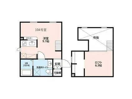 プリマ ラウレアⅢ(ワンルーム/1階)の間取り写真